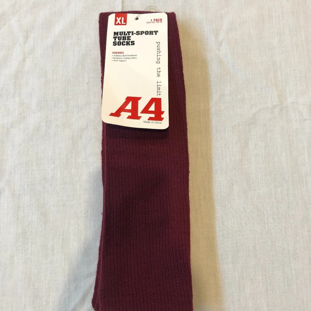 A4 Multi-Sport Tube Cardinal Socks XL